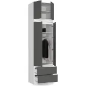 BDW Armoire avec rehausse, 4 portes, blanc / gris