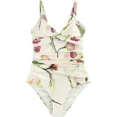 Next Maillot de bain modelant beige clair / vert / vert foncé / rose foncé