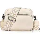 OEM Petit sac bandoulière beige en cuir synthétique (PU), avec bandoulière amovible