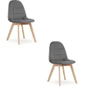 Leobert Chaise - - Bora - Velours Gris Foncé - 44,5 X 54 X 81,5 Cm - Lot De 2