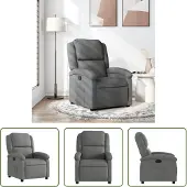 The Living Store Fauteuil relax gris foncé Tissu