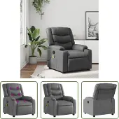 The Living Store Fauteuil de massage Gris Similicuir