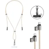 Intenso Lanière de Charge USB-C – Collier Câble pour Smartphone, Charge Rapide 60W, Longueur Réglable, 1,65 m Nylon, beige