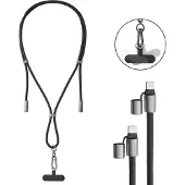 Intenso Lanière de Charge USB-C – Collier Câble pour Smartphone, Charge Rapide 60W, Longueur Réglable, 1,65 m Nylon, noir