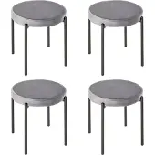 HOMCOM Lot de 4 tabourets de salle à manger Tabouret empilable Tabouret de cuisine Tabouret de bar Velvet-Touch moderne Cuisine Salle à manger Polyester Acier Gris 41,5 x 41,5 x 46 cm