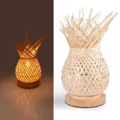 Alpinaluz Lampe de table en osier avec socle en bois "ARANA" E27