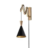 Alpinaluz Applique murale extensible en bois avec abat-jour métallique noir « PARIS »