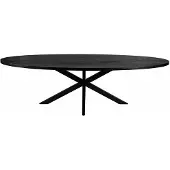 Zita Home , table à manger ovale, 280 cm, noir, bois de manguier
