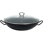 Riess Wok avec couvercle en verre Ø36cm 4L noir émail