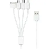 XLayer Câble Octopus 4-en-1, câble de recharge multi-USB, 0,38 m, blanc
