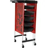 OEM Chariot de salon, 6 niveaux, 5 tiroirs, rouge