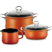 Riess Nouvelle Starter Set 3 pièces avec couvercle en verre émaillé Corall