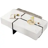 OEM Table basse, design moderne, éclairage LED, blanc - aggloméré