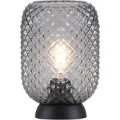 JUST LIGHT Lampe de table, noir, verre strié fumé, H 22,5 cm