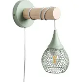 LEDKIA Lampe Murale Bois Et Métal Monah Vert Céladon