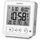 Hama Digitaler Funkwecker Rhodos, LCD, Weiß (00185894)