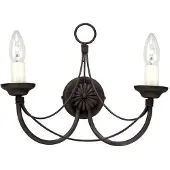 Elstead Lighting Applique murale avec bougeoir Carisbrooke, noire, 2xE14x60W, métal, dimensions : 27x34x13,5 cm, IP20, Elstead