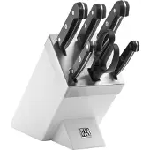 Zwilling Bloc à couteaux auto-affûtés, 7 pièces, blanc, couteaux et ciseaux en acier spécial inoxydable/manche en plastique, Gourmet