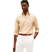 Tommy Hilfiger pour homme. MW0MW42455 Chemise décontractée beige (M), Casuel, Coton, Classique, Manche longue
