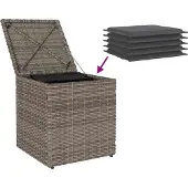 vidaXL Tabourets jardin coussins lot de 2 gris 40x40x43 cm poly rotin