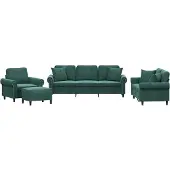 Syfax Ensemble de canapés 4 pcs avec coussins vert foncé velours