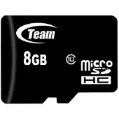 Team Group Micro SDHC Class 10 8GB, 8 Go, MicroSDHC, classe 10, 20 MB/s, 16 MB/s, noir