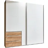 Fresh To Go Armoire à portes coulissantes Level, 200 x 65 x 216 cm, chêne planches, blanc