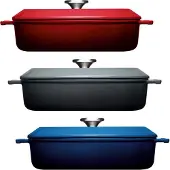 Woll 828CI-020 Iron Casserole en fonte avec couvercle, carrée, 7 cm de haut, 3,7 litres, Poêle + casserole, Bleu