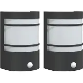 vidaXL Lampes murales d'extérieur avec détecteur de mouvement 2 pcs. noir acier inoxydable