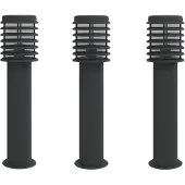 vidaXL Lampes d'allée 3 pcs. noir 60 cm acier inoxydable