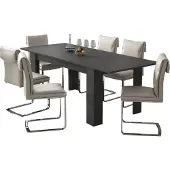 Dmora Campora - Table extensible, 220x90x75h cm Noir Anthracite, Extensible