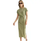 Scotch & Soda Ufu01425t Short Sleeve Midi Dress Vert L Femme