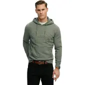 Superdry pour homme. M2014484A Sweat à capuche Athletic Emboss vert olive (3XL), Casuel, Coton
