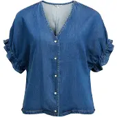 Object Frame Short Sleeve Shirt Bleu 36 Femme