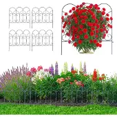 Relaxdays Bordures de parterre , lot de 5, métal, H x L : 46 x 46 cm, bordures à enfoncer, clôture décorative pour parterres et pelouses, noir
