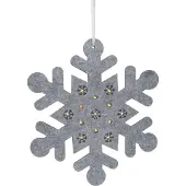 H&L Flocon de neige LED HANGDECO, 35cm, feutre, argenté
