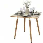 Relaxdays Table de salle à manger , carrée, H x l x P : 75 x 75 x 75 cm, MDF et bambou, pour 4 personnes, table de salle à manger de style scandinave, couleur naturelle