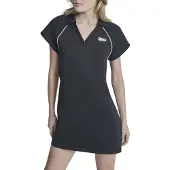 DKNY Logo Piped Short Sleeve Dress Noir M Femme