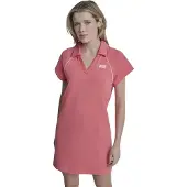 DKNY Logo Piped Short Sleeve Dress Rose S Femme