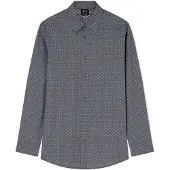 Armani Exchange pour homme. XM002811AF24739FB442 Chemise marine jacquard régulière teintée dans la masse (L), Casuel, Coton, Classique,