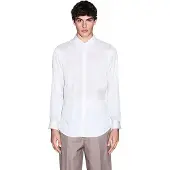 Armani Exchange pour homme. XM001817AF13235F0148 Chemise de coupe regular en sergé de viscose blanc (XL), Casuel, Classique, Manche long