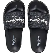 Pepe Jeans pour femme. PLS700004 Tongs coulissantes Leo noir (37), Plat, Aucun, Casuel