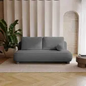 Besilio Canapé deux places Toby - Tissu Boucle, Canapé-lit - Gris