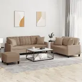 vidaXL ensemble de canapés 3 pièces avec coussins Cappuccino-Brun Similicuir
