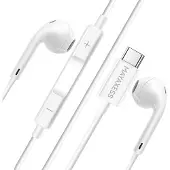 Avizar Mayaxess, écouteurs USB-C avec micro pour Galaxy S25 Edge, blanc