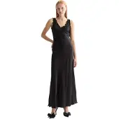 Scotch & Soda Slip Ruffled Edges Sleeveless Long Dress Noir 42 Femme