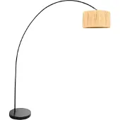 Steinhauer Lampe à arc Solva noir avec abat-jour paille