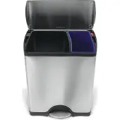 Simplehuman Rectangular Classic GFT 30 + 16 Litres Inox