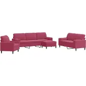 Syfax Ensemble de canapés 4 pcs avec coussins et traversins velours