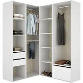 Dmora Rawlinson - Grande Armoire, 145x205h cm Blanc, Modulable
